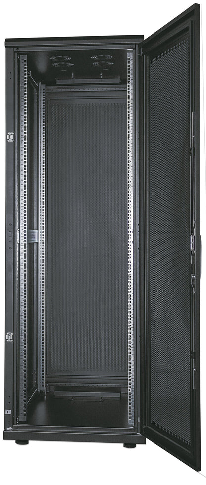 Intellinet Network Cabinet, Free Standing (Standard), 36U, Usable Depth 123 to 773mm/Width 503mm, Black, Flatpack, Max 1500kg, Server Rack, IP20 rated, 19", Steel, Multi-Point Door Lock, One Lock Per Side Panel, Three Year Warranty