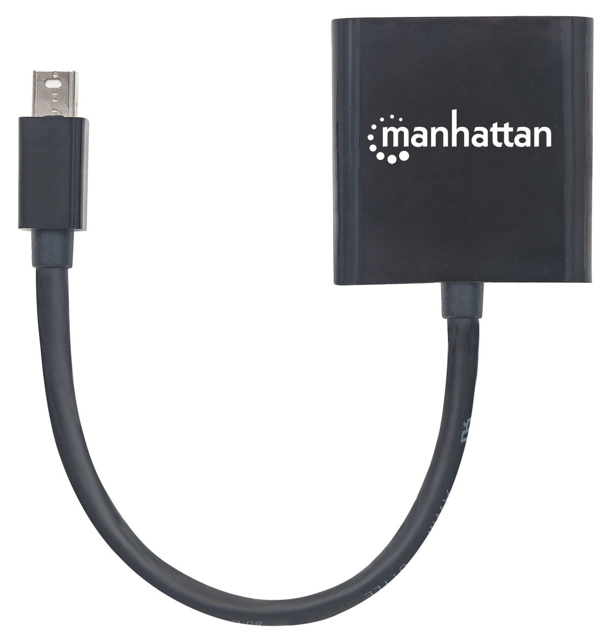 Manhattan Active Mini DisplayPort 1.2a to DVI-I Adapter, 4K@30Hz, 19.5cm, Male to Female, DVI-I Dual-Link Socket, Compatible with DVI-D, Black, Three Year Warranty