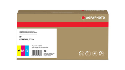AgfaPhoto Compatible Toner Cartridge Multipack, Cyan/Magenta/Yellow, Replacement for HP CF440AM, 312A, Cyan/Magenta/Yellow 2700 Pages