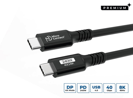 Microconnect USB4CC1-240W USB cable USB4 Gen 3x2 1 m USB C Black