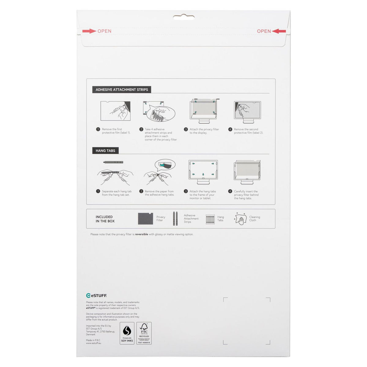 eSTUFF GLBB34798334 display privacy filter 86.4 cm (34") Monitor Frameless display privacy filter