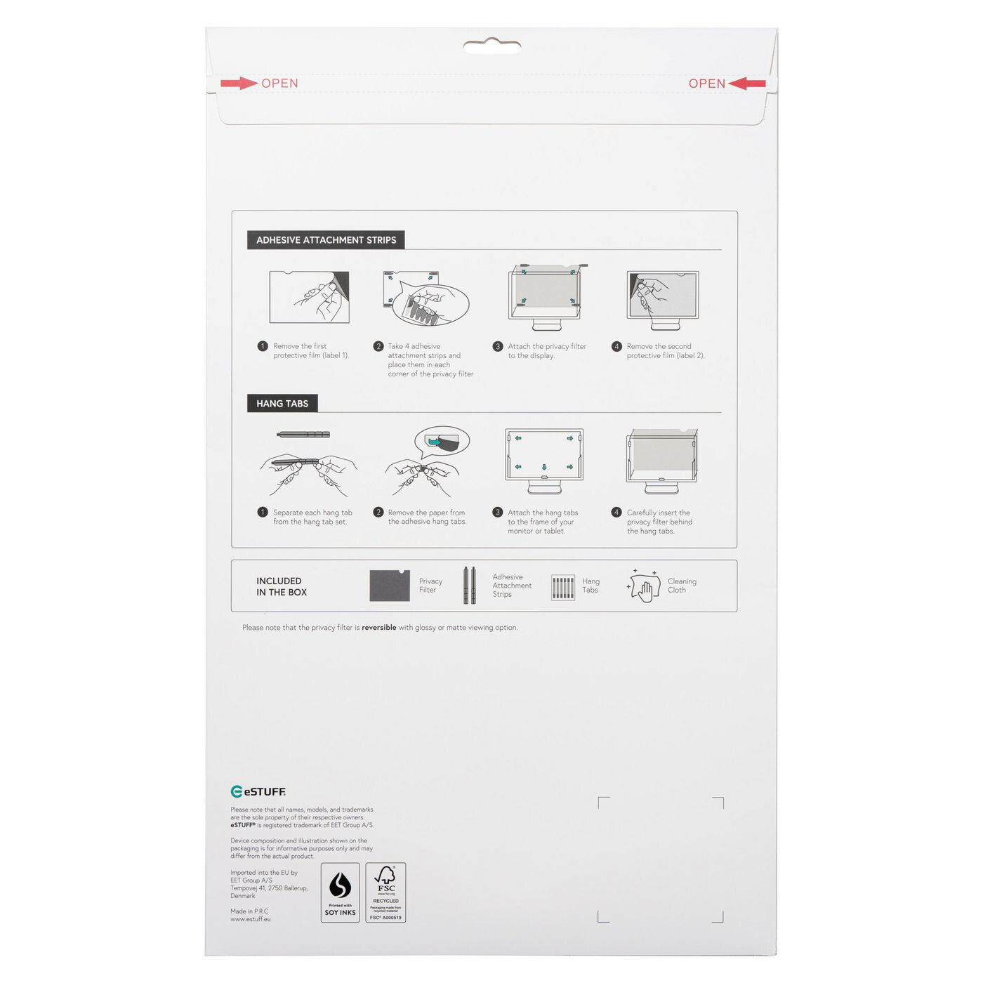 eSTUFF GLBB40948401 display privacy filter 101.6 cm (40") Monitor Frameless display privacy filter