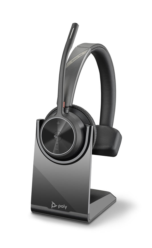 POLY Voyager 4310 UC Headset Wireless Head-band Office/Call center USB-C Bluetooth Charging stand, Boom microphone, black