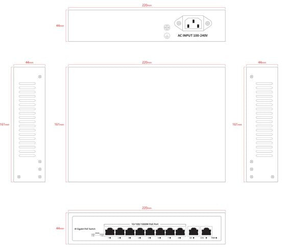 Ernitec ELECTRA-U08-1GB-110W network switch Unmanaged Gigabit Ethernet (10/100/1000) Power over Ethernet (PoE)