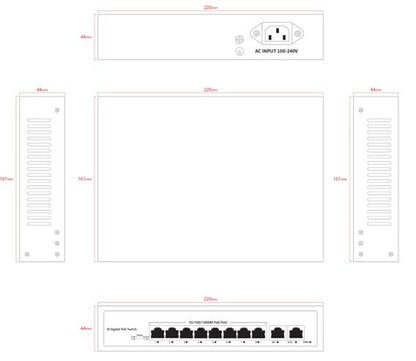 Ernitec ELECTRA-U08-1GB-110W network switch Unmanaged Gigabit Ethernet (10/100/1000) Power over Ethernet (PoE)