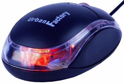 Urban Factory Cristal Mouse Optical USB 2.0, 800dpi, Internal Light, Black