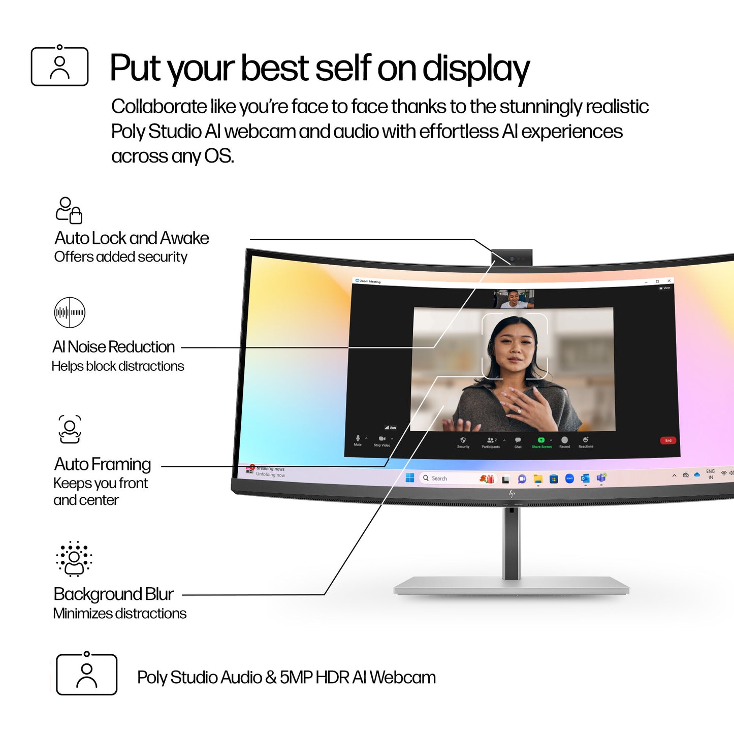 HP Series 7 Pro 34 inch WQHD Conferencing Monitor - 734pm