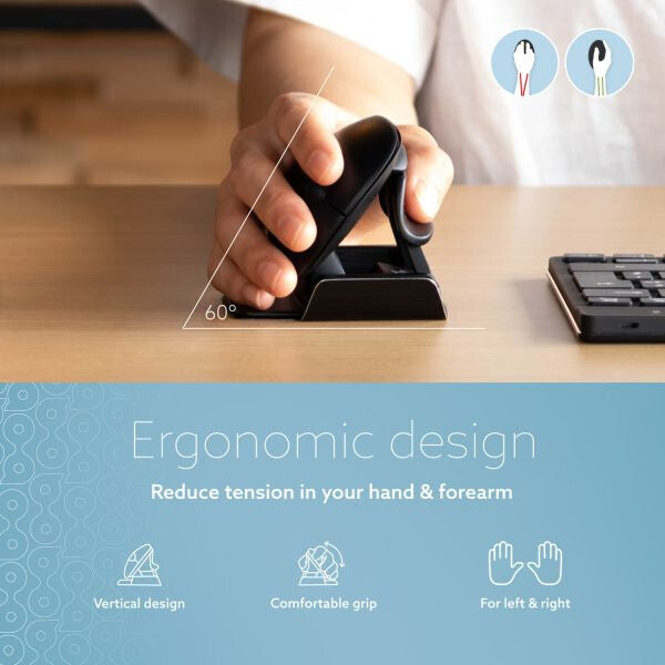 R-Go Tools Ergonomic mouse R-Go Twister, with break software, ambidextrous mouse for both hands, foldable, bluetooth and wired