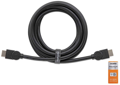 Manhattan Certified Premium HDMI 4K@60Hz Cable with Ethernet, 3m, Suitable for ALL 4K & 1080p/HD Uses - When Upgrading Now or Have It Ready for When You Need It, Black, High Speed, Lifetime Warranty, Equivalent to HDMM3MP