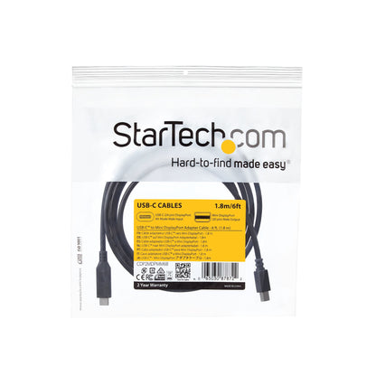 StarTech.com 6 ft. (1.8 m) USB-C to Mini DisplayPort Cable - 4K 60Hz - Black