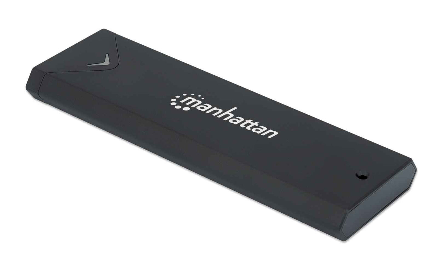 Manhattan M.2 NVMe SSD Enclosure, USB-C Female Connection, 10 Gbps (USB 3.2 Gen2 aka USB 3.1), UASP-compliant, SuperSpeed+ USB, Aluminum, Black, Three Year Warranty, Box