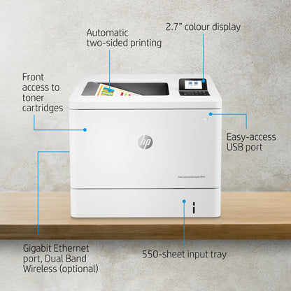 HP Color LaserJet Enterprise LaserJet Enterprise M554dn Color Printer, Ethernet Only; Duplex