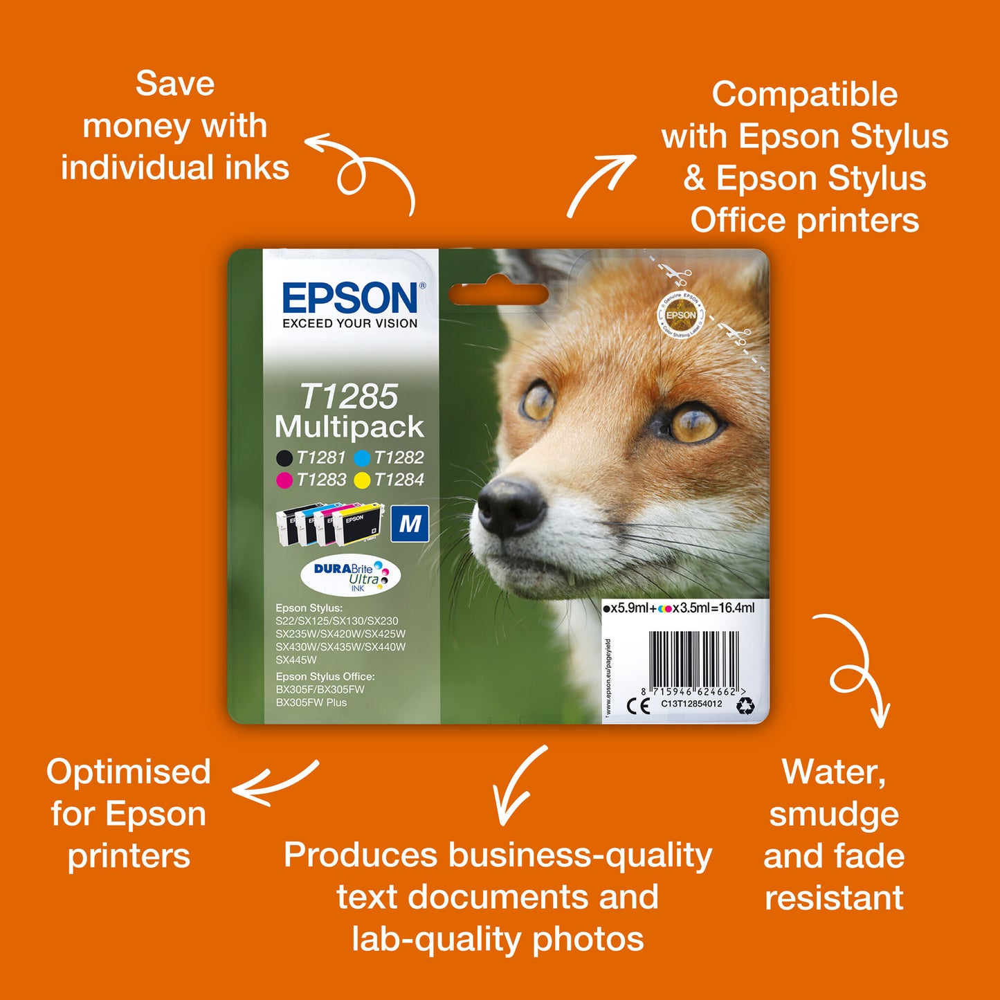 Epson Fox T1285 DURABrite Ultra Multipack 4-colours Ink