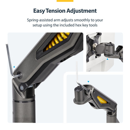 StarTech.com Desk Mount Monitor Arm, Up To 32" Display, Max 22lb/10kg, VESA 75x75/100x100, C-Clamp, Fully Articulating, Mechanical Spring, TAA-compliant