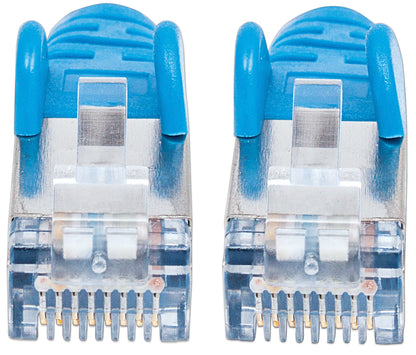 Intellinet Network Patch Cable, Cat6A, 1m, Blue, Copper, S/FTP, LSOH / LSZH, PVC, RJ45, Gold Plated Contacts, Snagless, Booted, Lifetime Warranty