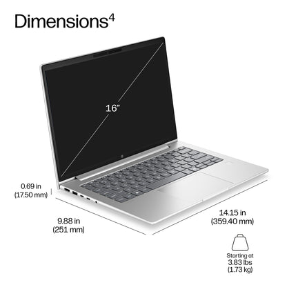 HP E46Q9ET laptop 40.6 cm (16") WUXGA 16 GB DDR5-SDRAM 512 GB SSD Wi-Fi 7 (802.11be) Windows 11 Pro Silver