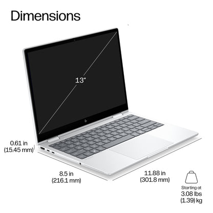 HP EliteBook 8 Flip G2i 13 inch Notebook Next Gen AI PC Copilot+ PC Intel Core Ultra 7 Laptop 33.8 cm (13.3") Touchscreen WUXGA 16 GB LPDDR5x-SDRAM 512 GB SSD Wi-Fi 7 (802.11be) Windows 11 Pro Silver