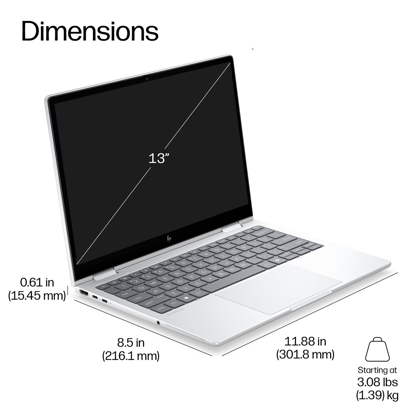 HP EliteBook 8 Flip G2i 13 inch Notebook Next Gen AI PC Wolf Pro Security Edition Copilot+ PC Intel Core Ultra 7 Laptop 33.8 cm (13.3") Touchscreen WUXGA 16 GB LPDDR5x-SDRAM 512 GB SSD Wi-Fi 7 (802.11be) Windows 11 Pro Silver