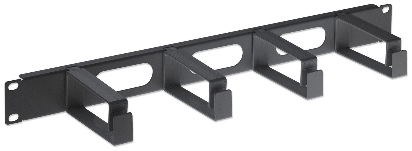 Intellinet 19" Cable Management Panel, 1U, 4 long plastic rings, Black