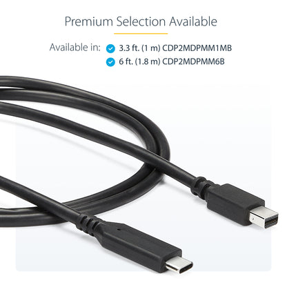 StarTech.com 6ft (1.8m) USB-C to Mini DisplayPort Cable - 4K 60Hz - Black