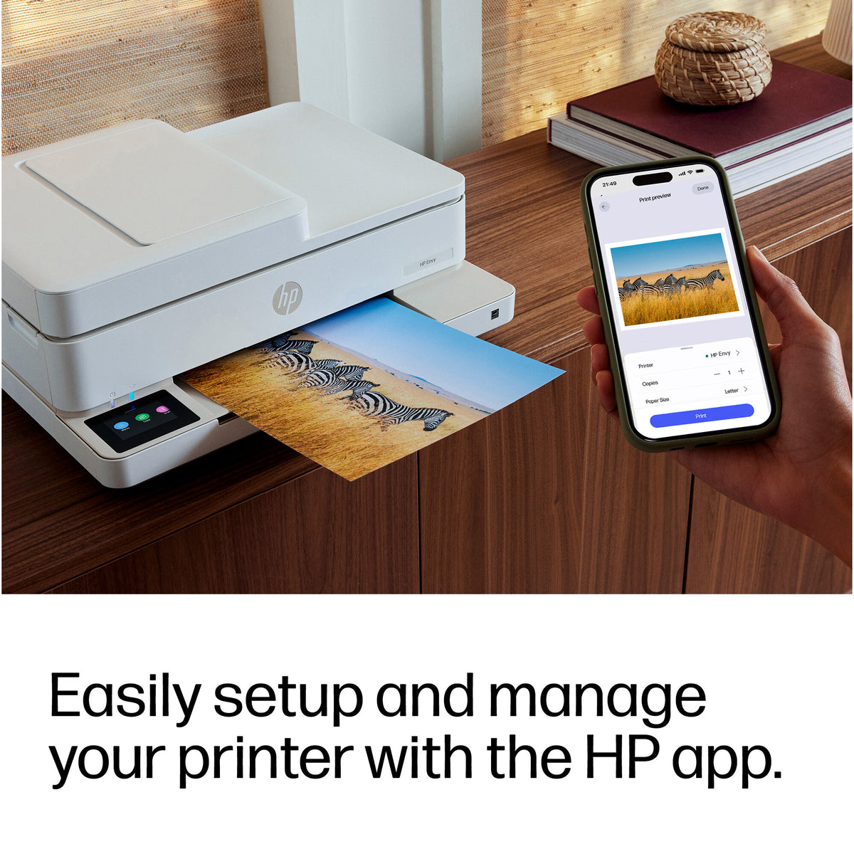 HP ENVY 6530e Wireless All-in-One Color Printer, Instant Ink; Photo printing