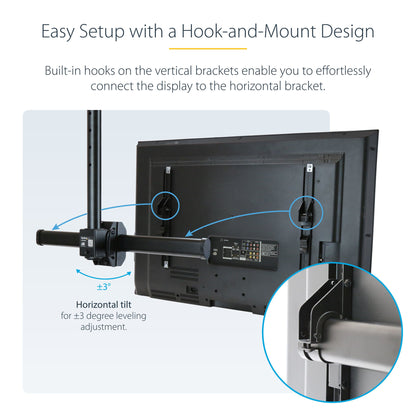 StarTech.com TV Ceiling Mount - Full-Motion Universal Hanging Single Screen Mount with Adjustable Telescopic Long Pole - Tilt / Swivel - VESA Bracket for 32”-75" Displays