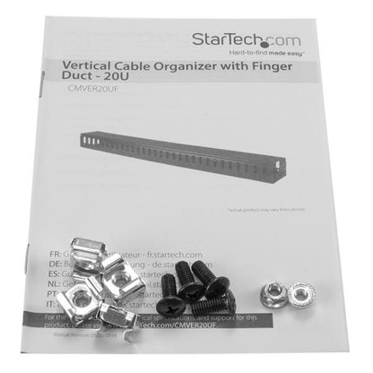 StarTech.com Vertical Cable Organizer with Finger Ducts - 20U - 3 ft.