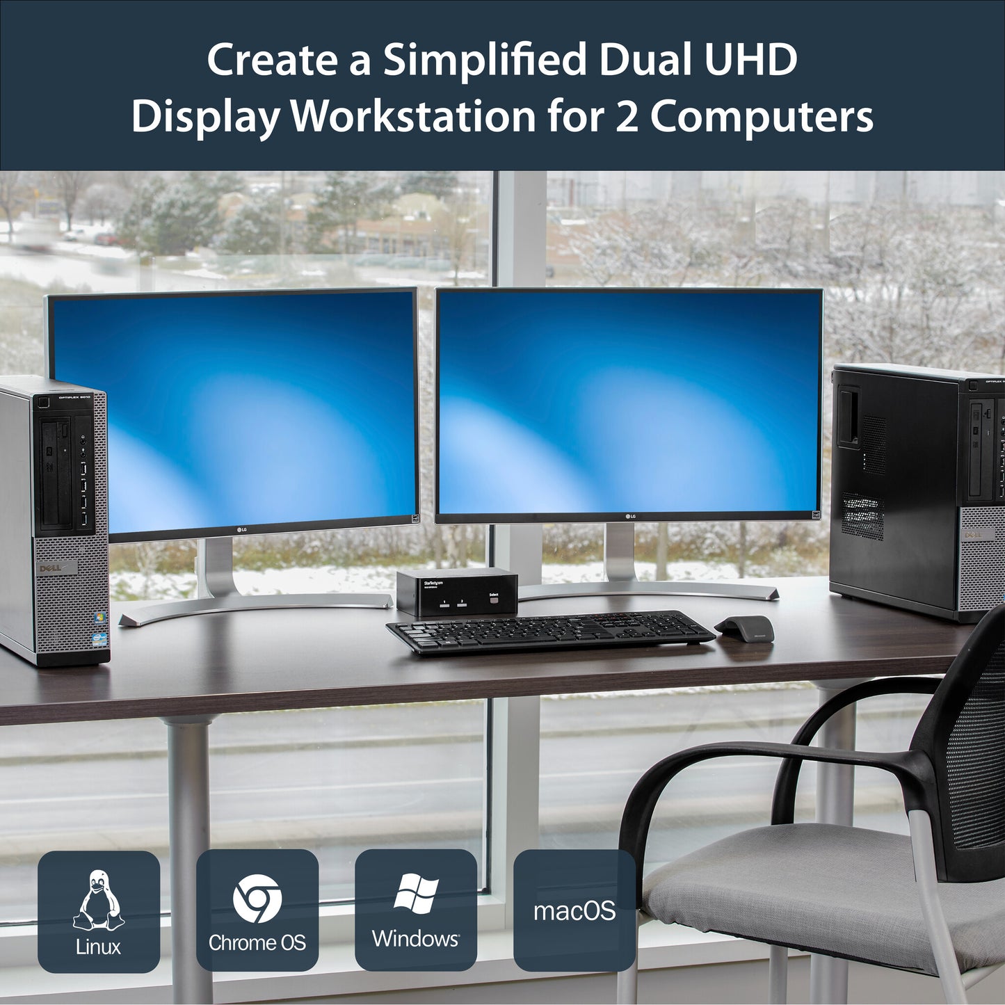 StarTech.com 2-Port DisplayPort Dual-Monitor KVM Switch - 4K 60Hz