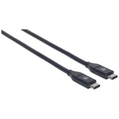 Manhattan USB-C to USB-C Cable, 50cm, USB 3.2 Gen 2 (formerly USB 3.1 Gen 2), 10 Gbps, 3A Fast Charging, SuperSpeed+ USB, Black, Lifetime Warranty, Equivalent to USB31CC50CM