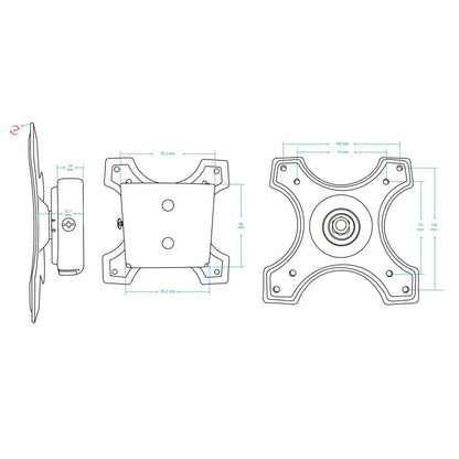 Manhattan Wall Mount for TV & Monitors (Fixed), For screens 10" to 32", VESA compatibility: 75x75mm and 100x100mm - check the dimensions of the four mounting holes on back of screen to ensure it fits, Max 15kg, Black, Bracket