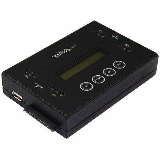 StarTech.com 1:1 Standalone Hard Drive and USB Flash Disk Duplicator and Eraser, USB Thumb Drive and SATA HDD/SSD Disk Cloner and Eraser, Hardrive Copier/Sanitizer/Wiper, LCD display, TAA