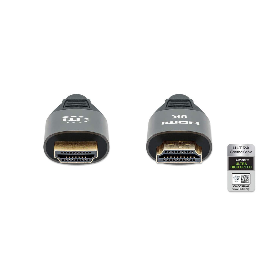 Manhattan HDMI 8K@60Hz Cable with Ethernet, 2m, Certified, Suitable for ALL 8K, 4K & 1080p/HD uses - when upgrading now or have it ready for when you need it, Male to Male, Black, 4K@120Hz, Lifetime Warranty, Ultra High Speed