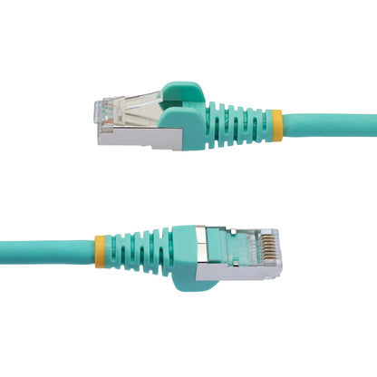 StarTech.com 7.5m CAT6a Ethernet Cable - Aqua - Low Smoke Zero Halogen (LSZH) - 10GbE 500MHz 100W PoE++ Snagless RJ-45 w/Strain Reliefs S/FTP Network Patch Cord