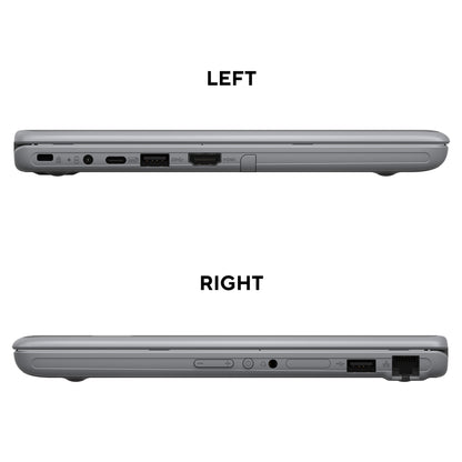 ASUS BR1100F-C41XA-3Y Intel® Celeron® N N4500 Hybrid (2-in-1) 29.5 cm (11.6") Touchscreen HD 4 GB DDR4-SDRAM 128 GB eMMC Wi-Fi 6 (802.11ax) Windows 11 Pro Education Grey