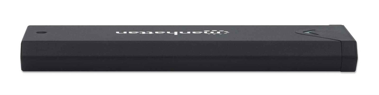 Manhattan M.2 NVMe SSD Enclosure, USB-C Female Connection, 10 Gbps (USB 3.2 Gen2 aka USB 3.1), UASP-compliant, SuperSpeed+ USB, Aluminum, Black, Three Year Warranty, Box