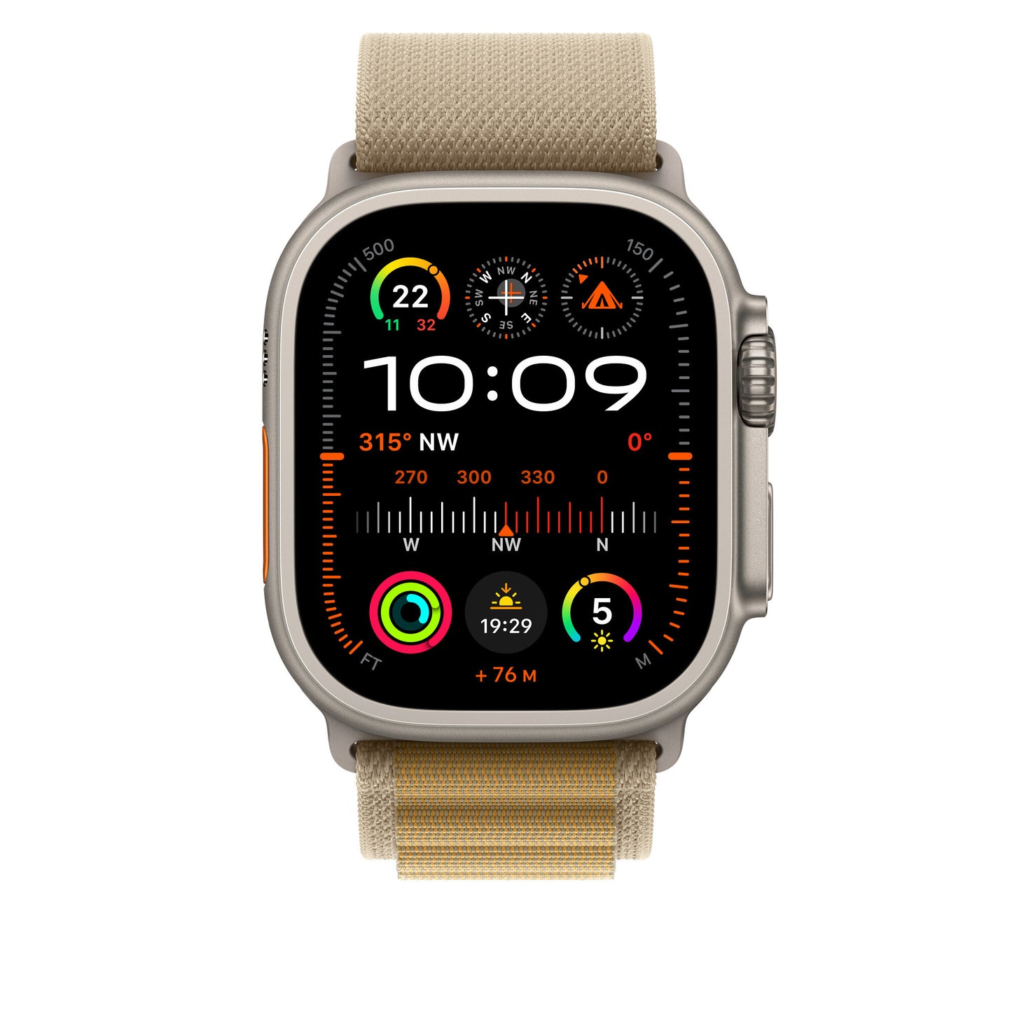 Apple 49mm Tan Alpine Loop - Medium - Natural Titanium Finish