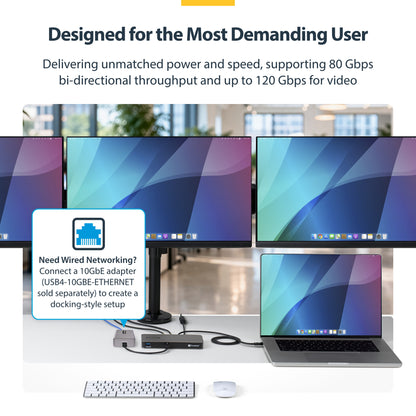 StarTech.com USB-C/USB-A to M.2 NVMe Dock Adapter, 10Gbps, Tool-Free External M.2 NVMe SSD Reader, B+M/M-Key