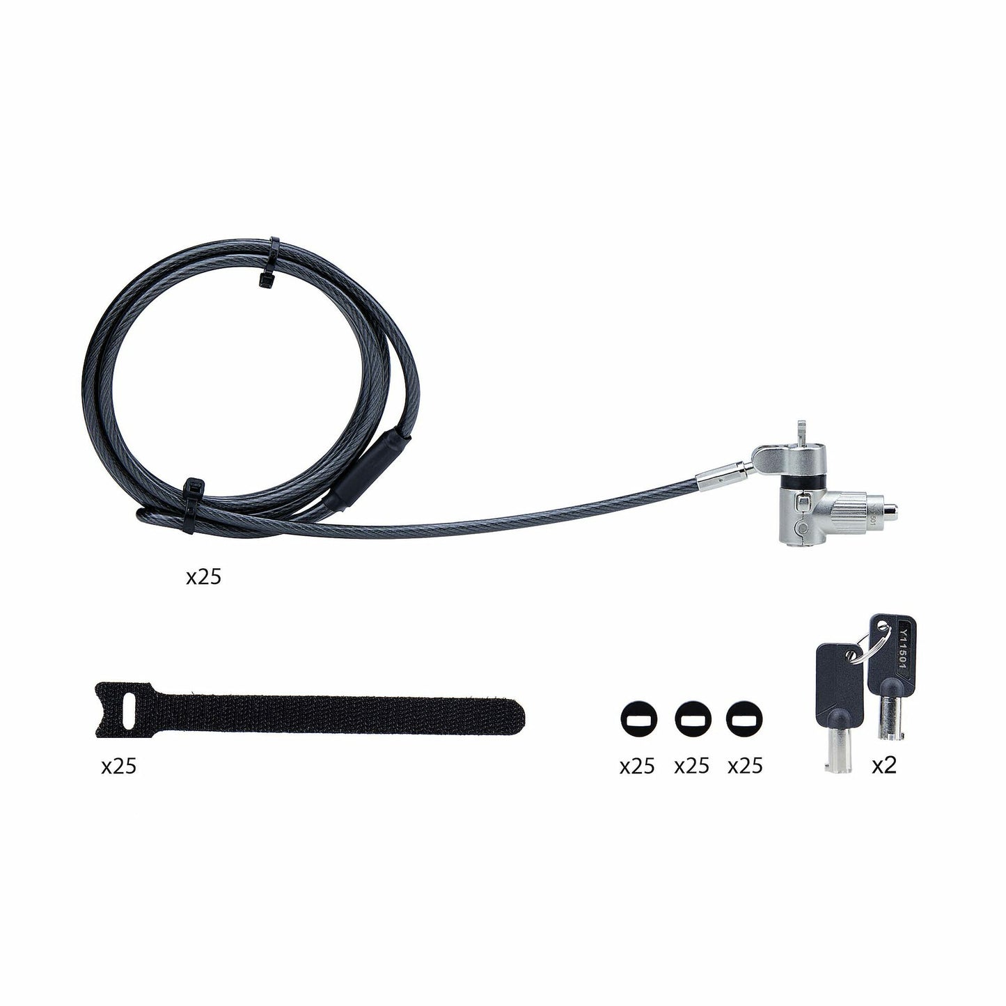 StarTech.com 25-Pack Universal Laptop Lock 6.6ft (2m), Master Keyed Locking Cable, Computer Security, Compatible w/Noble Wedge®/Nano/K-Slot; Anti-Theft Cut-Resistant Cable