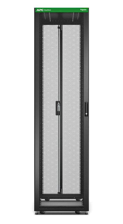 APC Easy Rack, 48U, Black, With Roof, Castors, Feet, 4 Brackets, and Bottom, No Side Panels, 2258H x 600W x 1000D mm