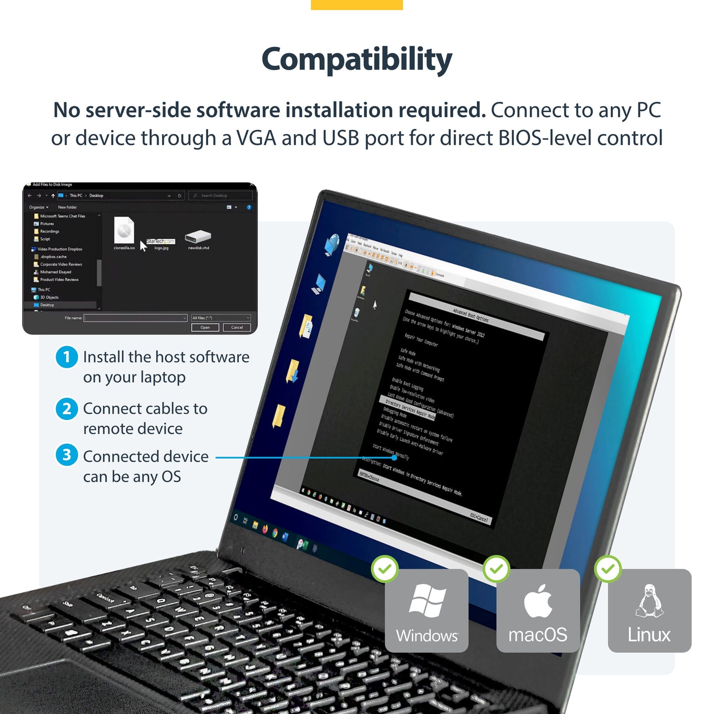 StarTech.com Laptop-to-Server KVM Console with Rugged Housing