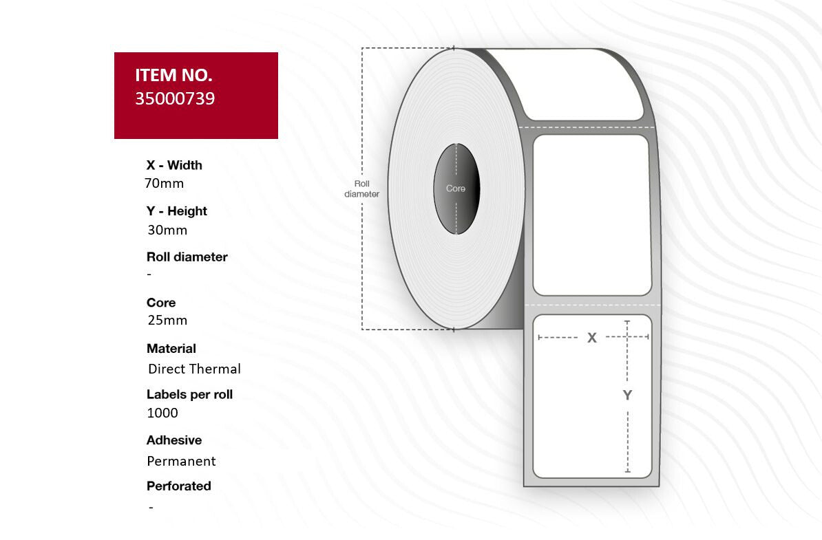 Capture 35000739-24ROLLS printer label White