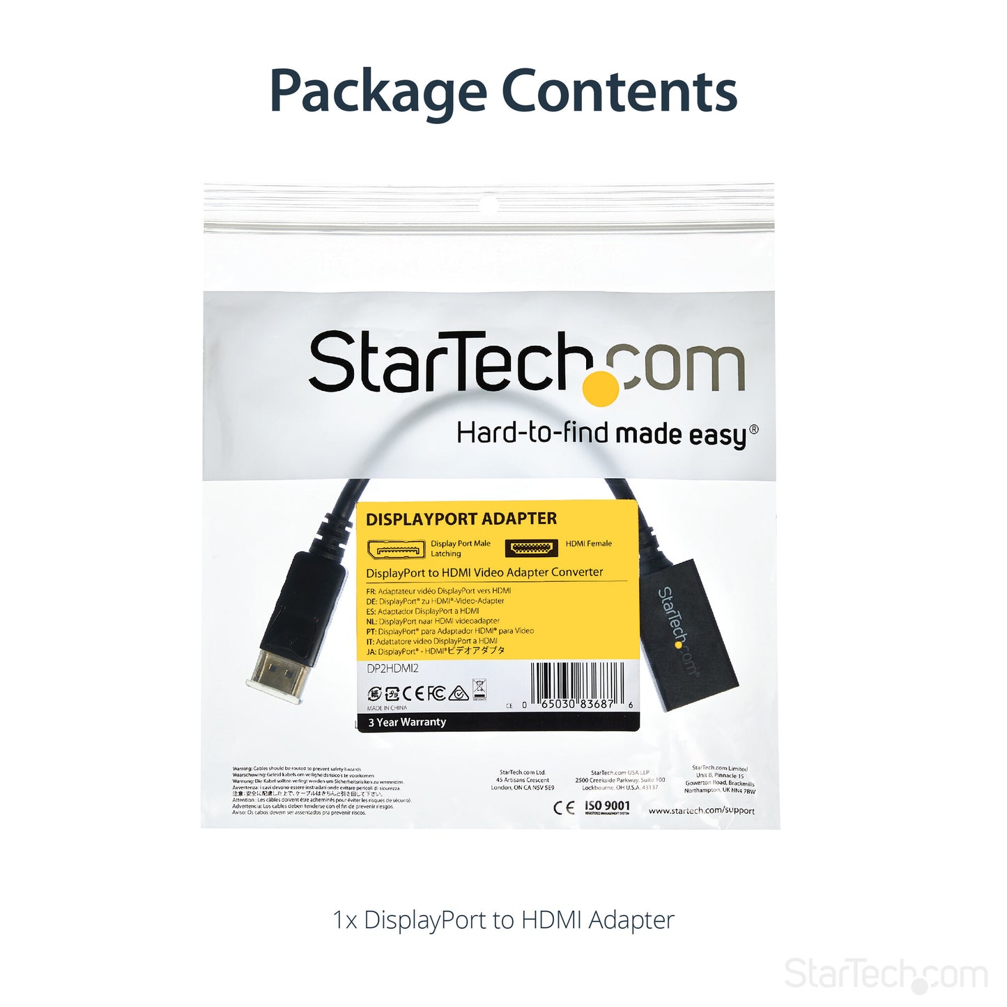 StarTech.com DisplayPort to HDMI Adapter - DP 1.2 to HDMI Video Converter 1080p - DP to HDMI Monitor/TV/Display Cable Adapter Dongle - Passive DP to HDMI Adapter - Latching DP Connector