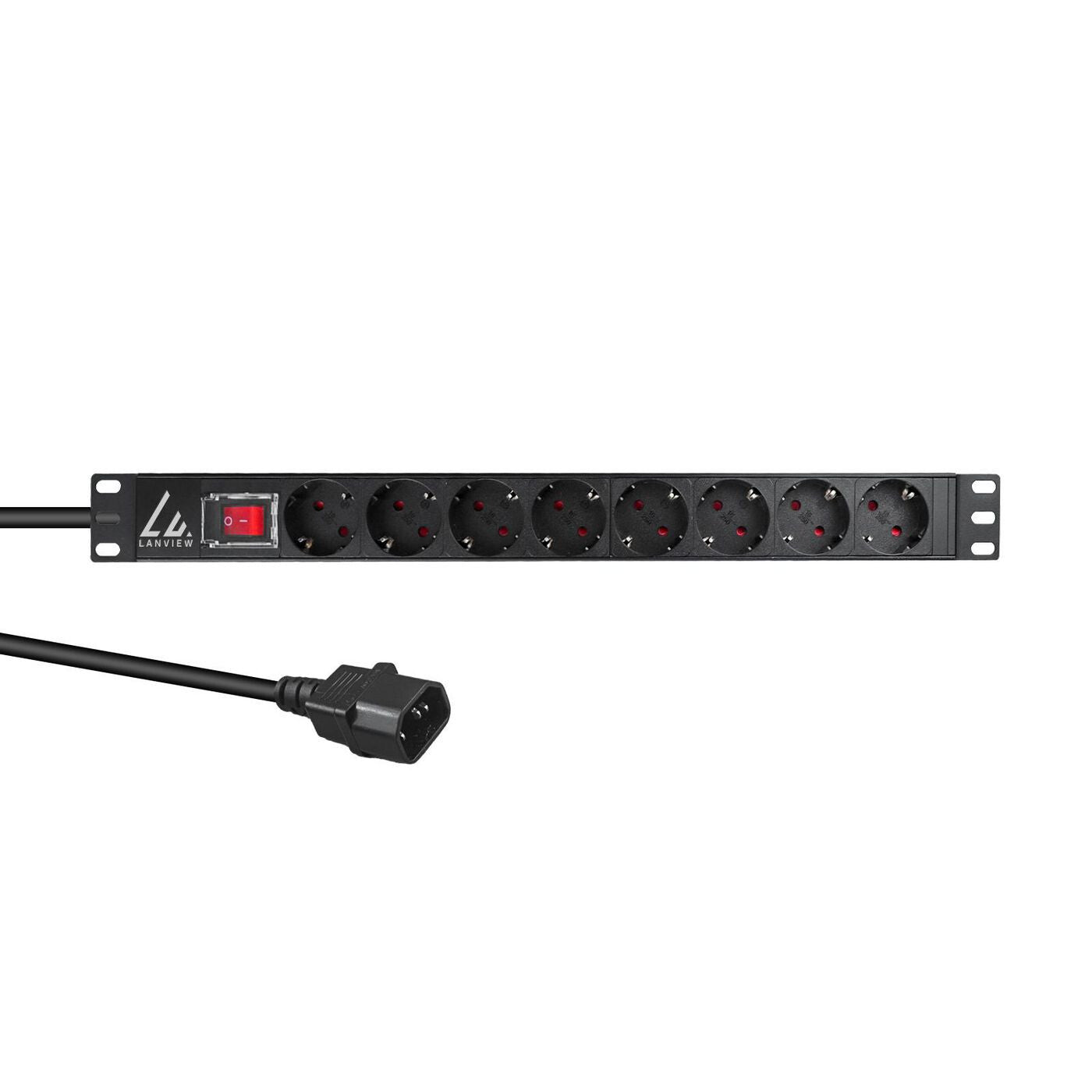Lanview LVR-2MSCH-SCH-C13-8 power distribution unit (PDU) 8 AC outlet(s) 1U Black