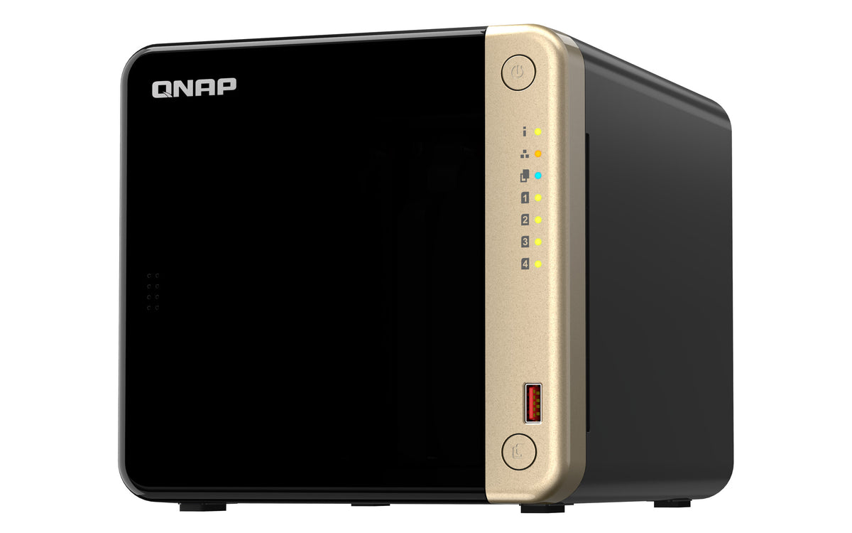 QNAP TS-464 NAS Tower Intel® Celeron® N5095 8 GB DDR4 16 TB HDD QNAP Turbo System Black, Gold