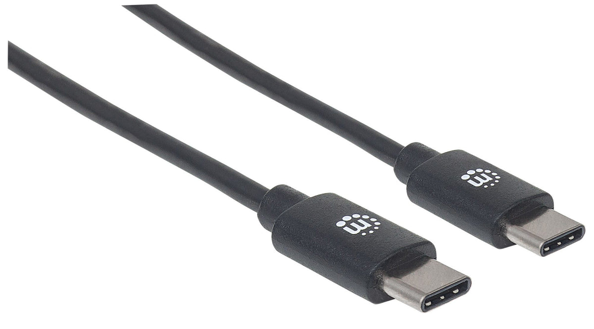 Manhattan USB-C to USB-C Cable, 2m, USB 2.0, 480 Mbps, 3A Fast Charging, Hi-Speed USB, Black, Lifetime Warranty, Equivalent to USB2CC2M