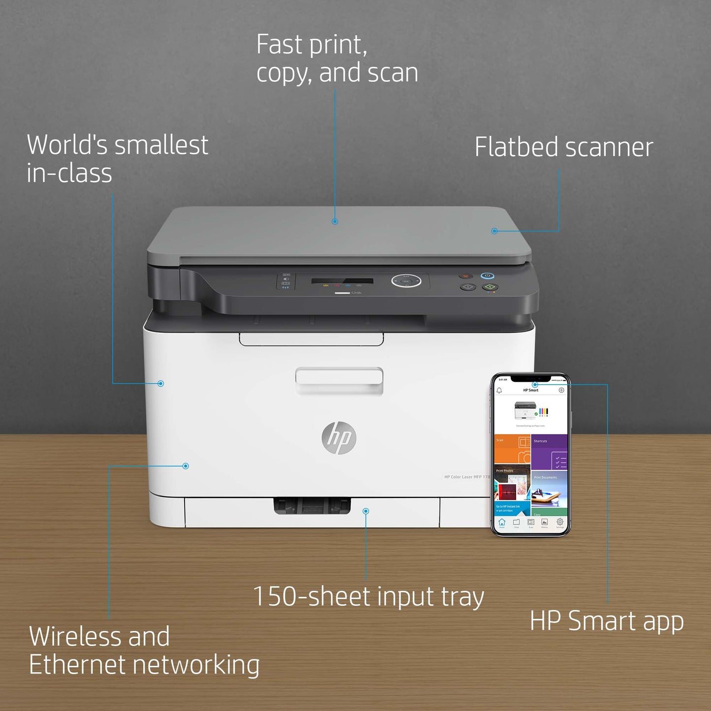 HP Laser 178nw Wireless Multifunction Color Printer, Copier, Scanner; Duplex