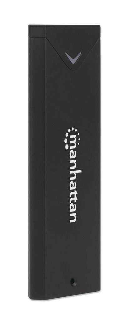 Manhattan M.2 NVMe SSD Enclosure, USB-C Female Connection, 10 Gbps (USB 3.2 Gen2 aka USB 3.1), UASP-compliant, SuperSpeed+ USB, Aluminum, Black, Three Year Warranty, Box