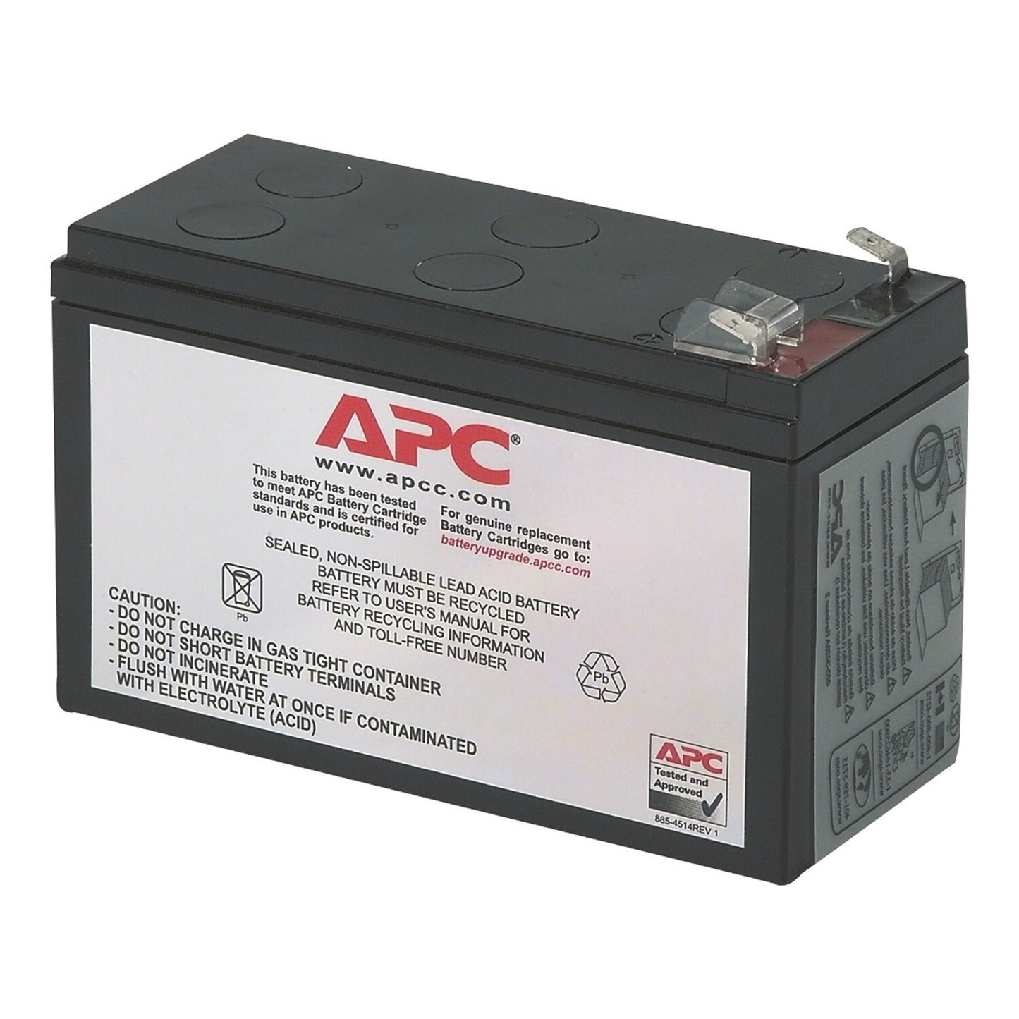 APC Replacement Battery Cartridge, Valve regulated lead–acid battery, 7Ah, 12VDC, 2-year warranty