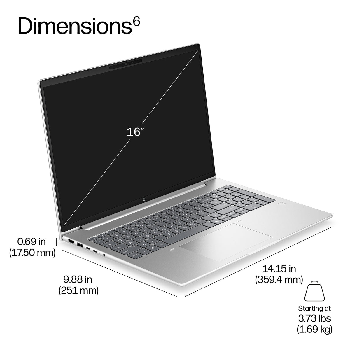 HP ProBook 4 G2i 16 AI PC Intel Core 7 350 Laptop 40.6 cm (16") WUXGA 16 GB DDR5-SDRAM 512 GB SSD Wi-Fi 6E (802.11ax) Windows 11 Pro Silver