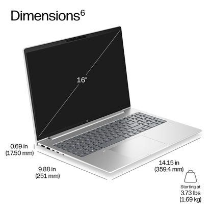 HP ProBook 4 G2i 16 AI PC Intel Core 7 350 Laptop 40.6 cm (16") WUXGA 16 GB DDR5-SDRAM 512 GB SSD Wi-Fi 6E (802.11ax) Windows 11 Pro Silver